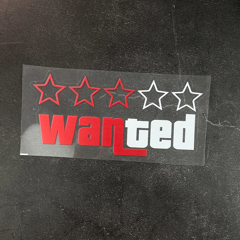 Wanted bike decal