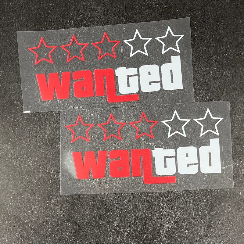 Wanted bike decal