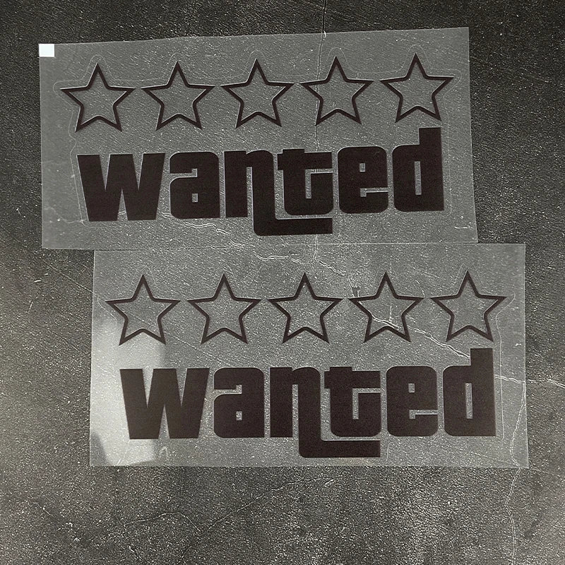 Wanted bike decal